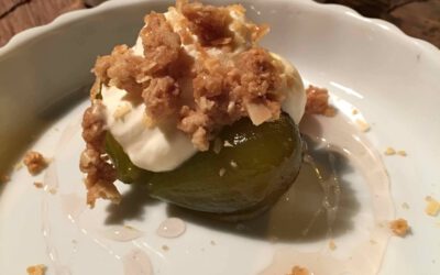Creme e crocante para frutas